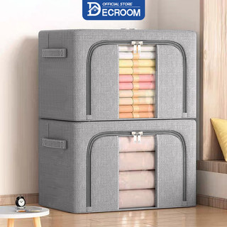 Decroom hộp đựng quần áo hộp vải đựng chăn màn khung thép lắp ghép đa năng tiện lợi hộp vải 100l