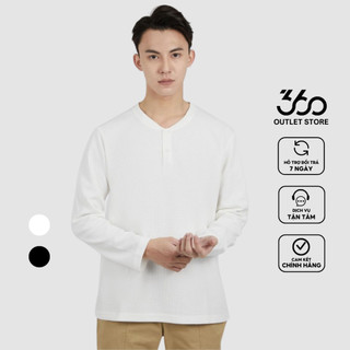 Áo thun nam dài tay cổ henley 360 Boutique áo thun basic hai màu trắng đen - ATDOL329