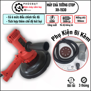 Máy chà tường sl1530, công suất 850w hàng chính hãng etop, đĩa mài 180mm, 6 cấp điều chỉnh tốc độ có hút bụi