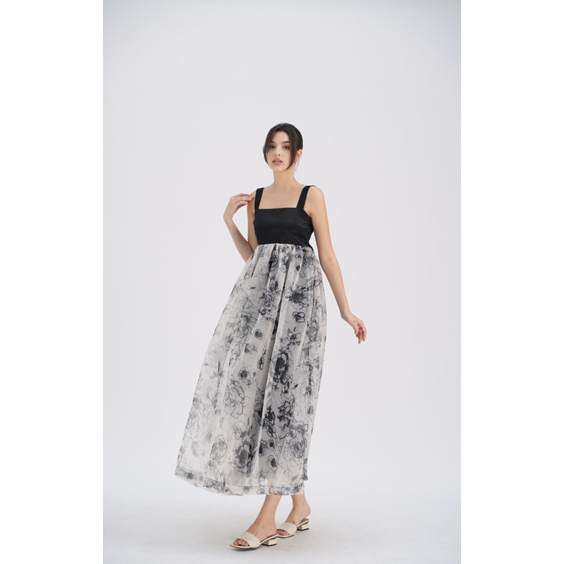 Đầm 2 dây hoa đen NIKI DRESS