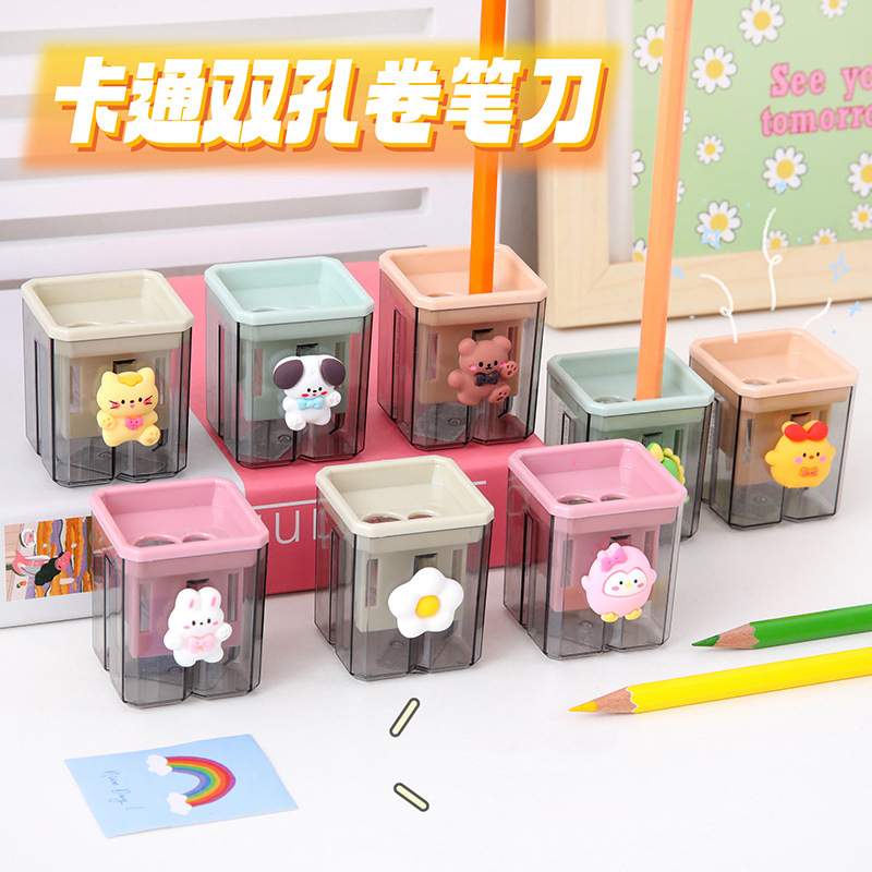 Gọt bút chì đôi gắn Charm xinh xắn, gọt bút chì 2 lỗ hoạt hình 🍀Clovershop68🍀