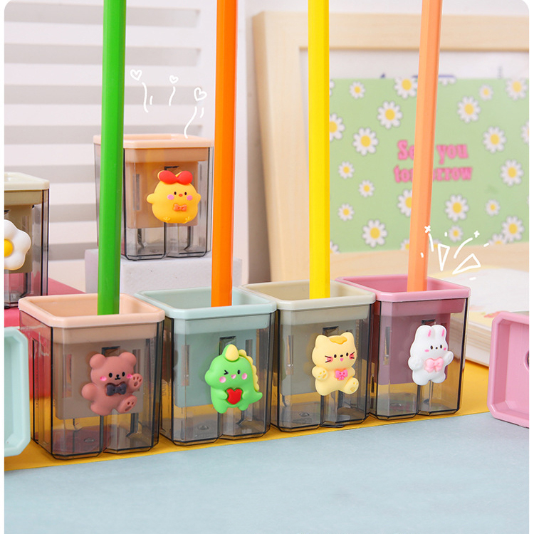 Gọt bút chì đôi gắn Charm xinh xắn, gọt bút chì 2 lỗ hoạt hình 🍀Clovershop68🍀