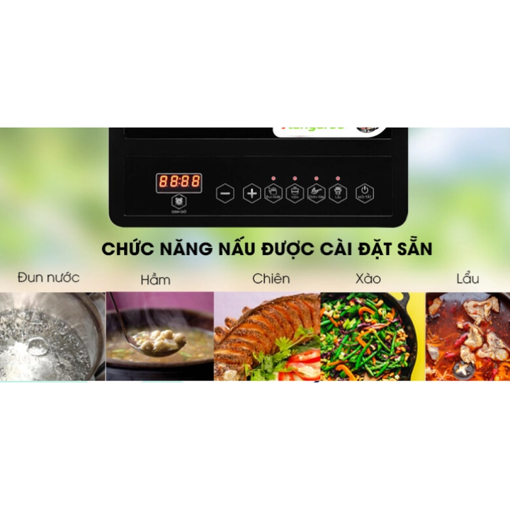 Bếp Điện Từ Đơn Kangaroo KG15IC1,Công suất 1800W, Mặt kính Crystal,4 Chức Năng Nấu Đa Dạng, Bếp từ đơn