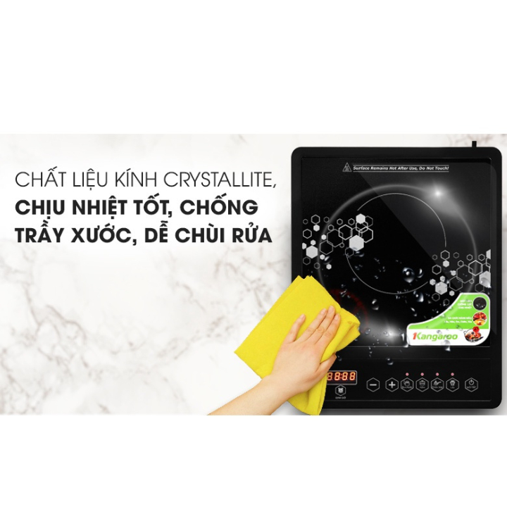 Bếp Điện Từ Đơn Kangaroo KG15IC1,Công suất 1800W, Mặt kính Crystal,4 Chức Năng Nấu Đa Dạng, Bếp từ đơn