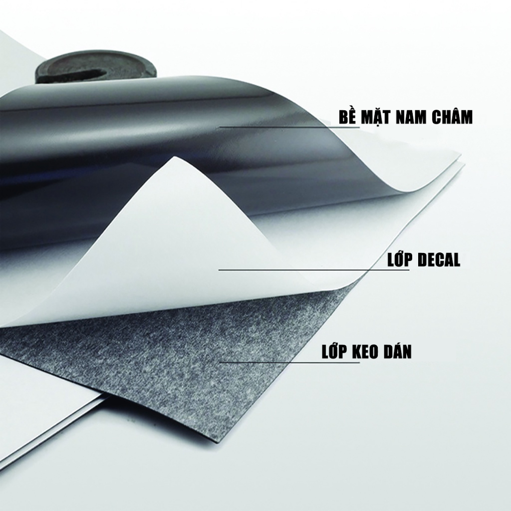 Nam châm lá dẻo A3 dày 1mm có keo dán decal băng keo nam châm làm giáo cụ dạy học bảng tên, ghi thông tin lên bảng từ