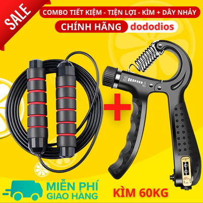Combo Kìm Bóp Tay Dây Nhảy Lõi Thép - Kìm 60kg 100kg Và 120kg - Màn Hình Điện Tử Đếm Số - Hãng Dododios