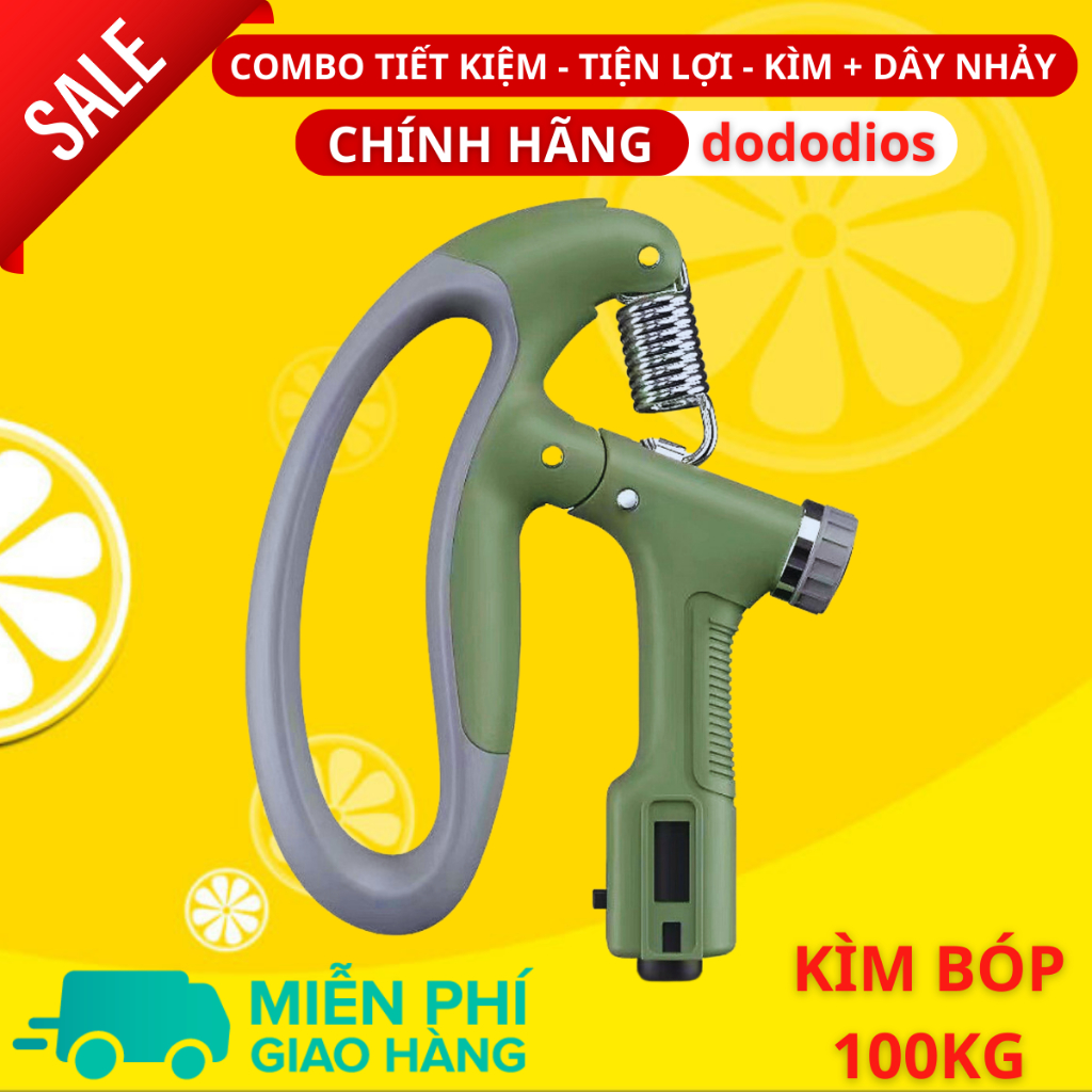 combo kìm bóp tay dây nhảy lõi thép - kìm 60kg 100kg và 120kg - màn hình điện tử đếm số - Hãng dododios