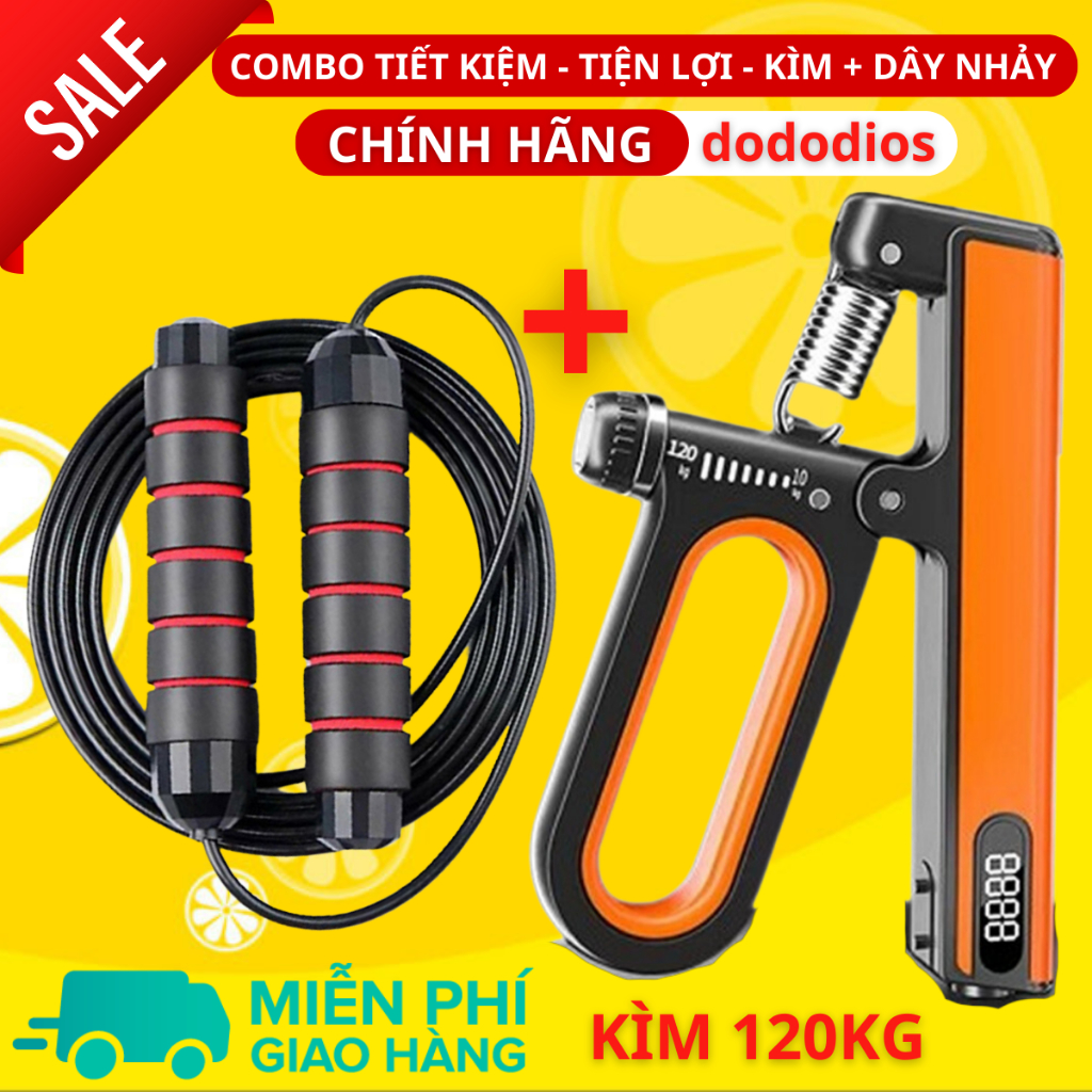 combo kìm bóp tay dây nhảy lõi thép - kìm 60kg 100kg và 120kg - màn hình điện tử đếm số - Hãng dododios