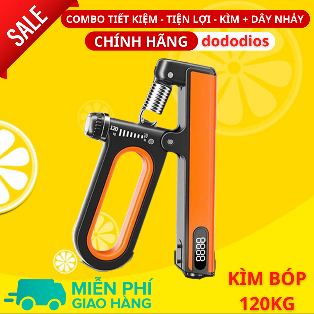 combo kìm bóp tay dây nhảy lõi thép - kìm 60kg 100kg và 120kg - màn hình điện tử đếm số - Hãng dododios