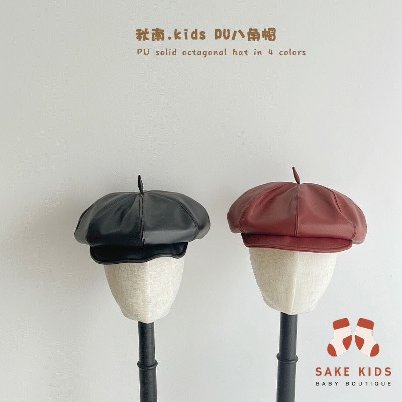Mũ nồi beret cho bé - Mũ beret phong cách Vintage cho bé từ 2-5 tuổi nhiều màu đáng yêu chất da mềm có dây rút ML04