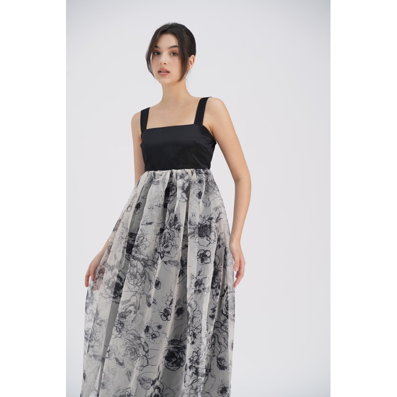 Đầm 2 dây hoa đen NIKI DRESS