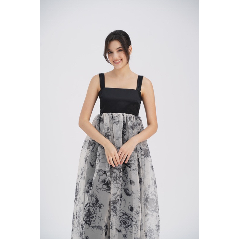 Đầm 2 dây hoa đen NIKI DRESS