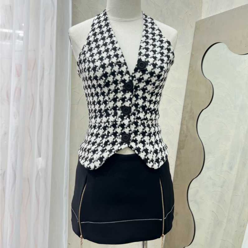 𝐕𝐈𝐑𝐌𝐄𝐄 𝐒𝐄𝐓 chân váy zipline phối áo dạ tweed sát nách - TKCC BAGEO