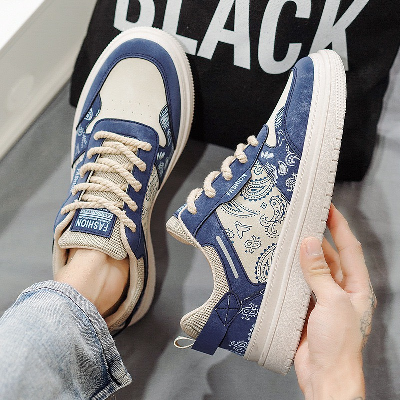 Giày Nam Thể Thao Vải Canvas Cổ Thấp In Hoa Thời Trang Mùa Thu Mới 2023 Cho Nam