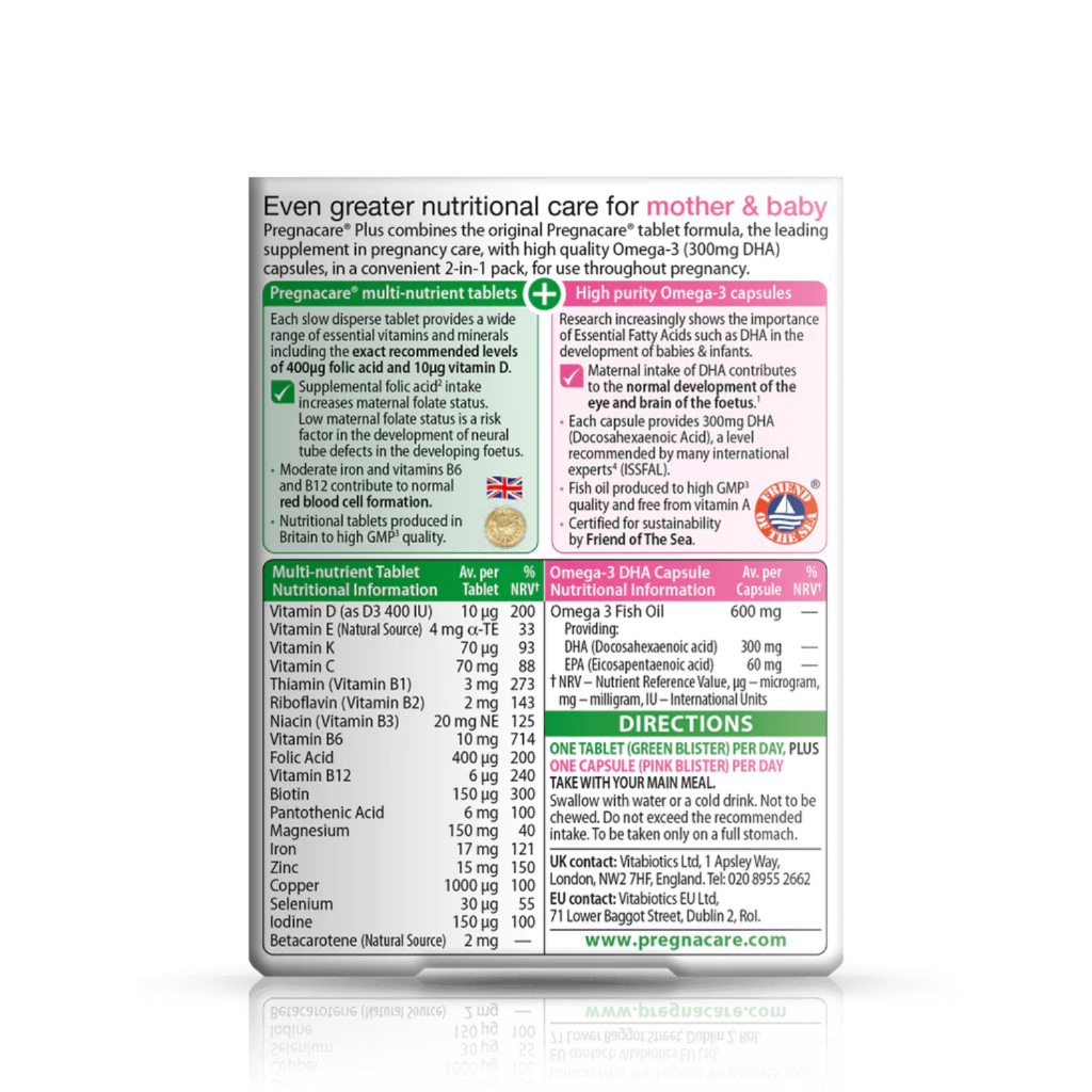 Bổ sung Vitamin/Omega 3 DHA trong quá trình mang thai Vitabiotics Pregnacare