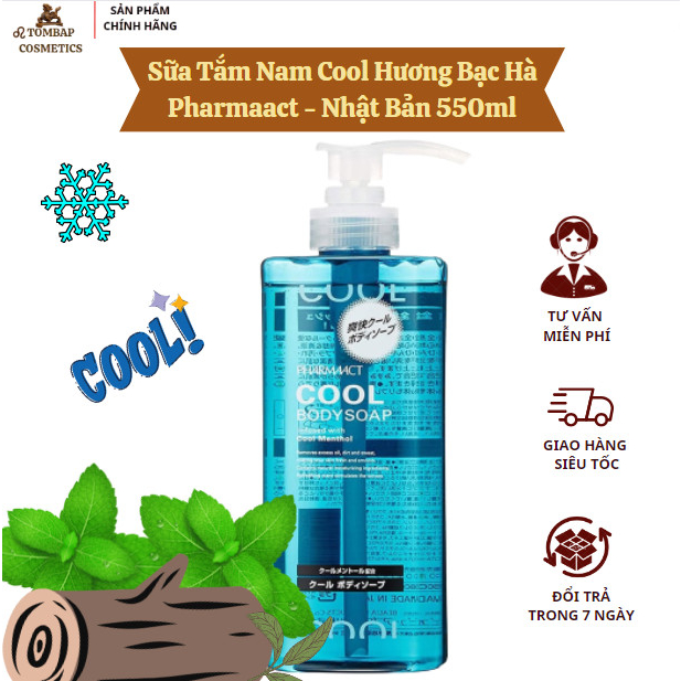 Sữa Tắm Nam Cool Hương Bạc Hà Pharmaact - Nhật Bản 550ml