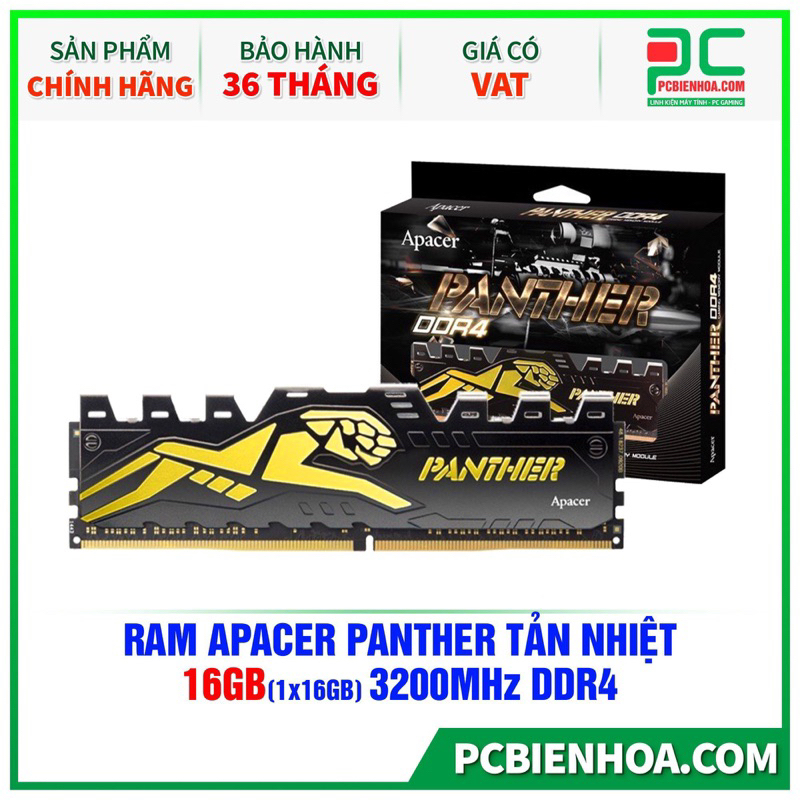 RAM APACER PANTHER TẢN NHIỆT 16GB (1X16GB) 3200MHZ DDR4