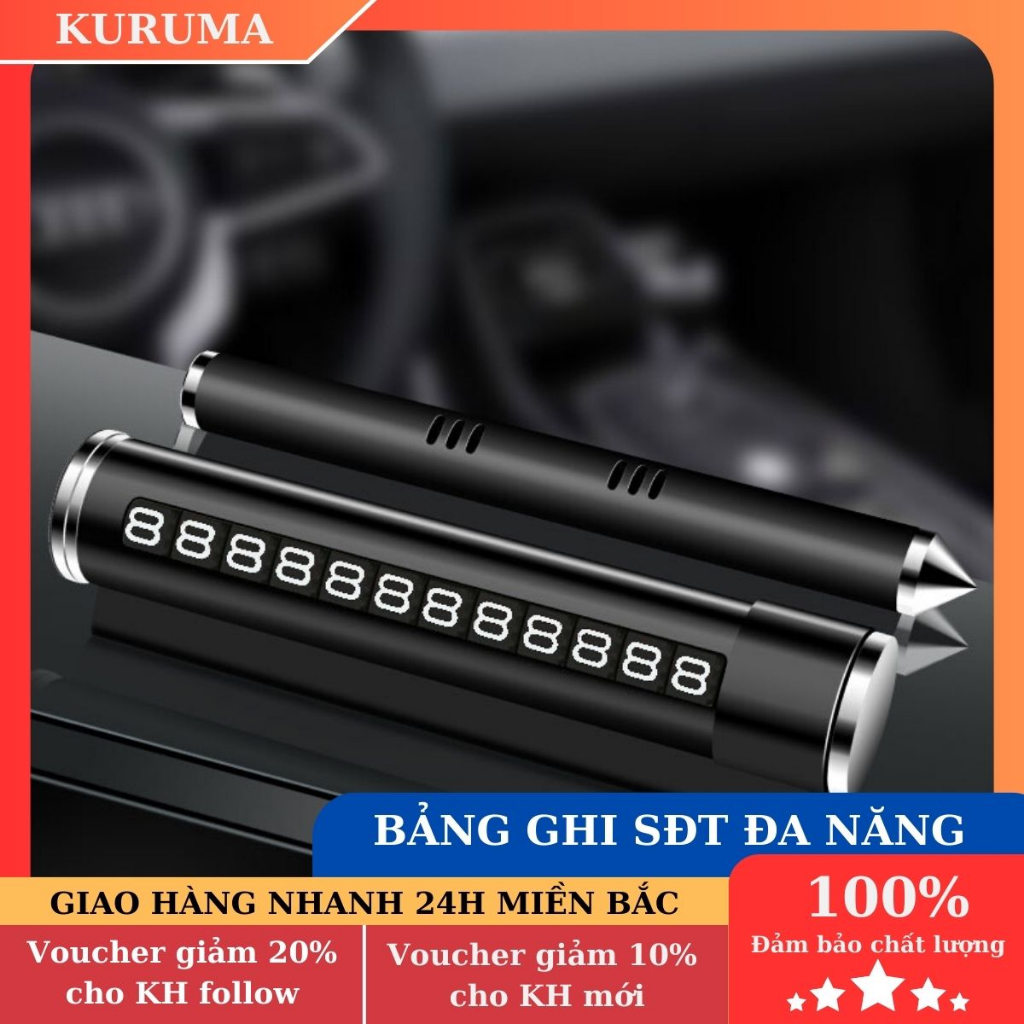 Bảng ghi số điện thoại cho xe ôtô khi dừng đỗ đặt trên taplo đa chức năng có kèm phá kính,giá đỡ điện thoại và bông thơm