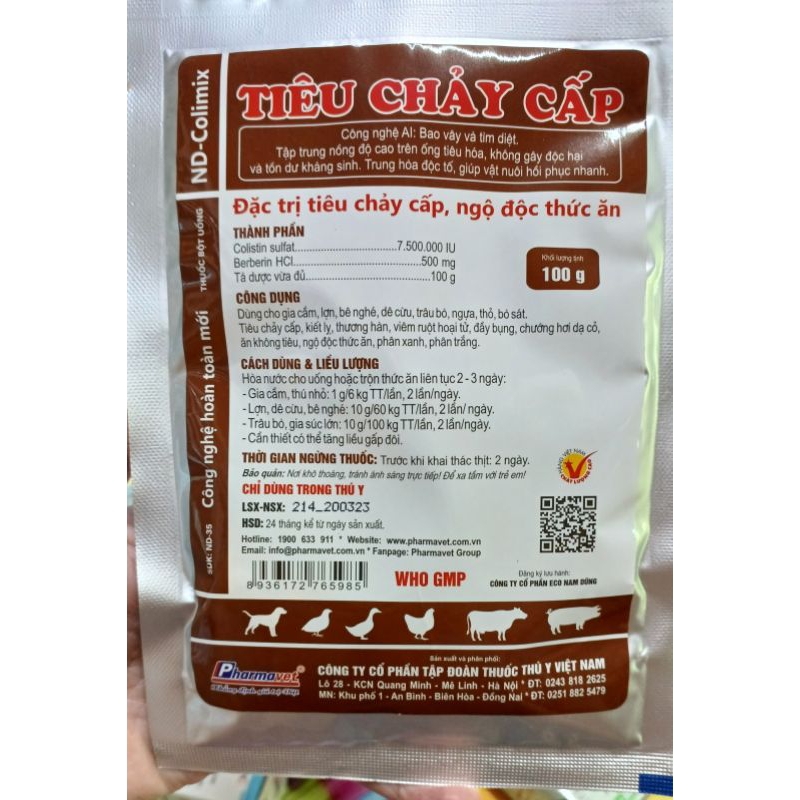 Tiêu chảy heo gói 100 gam