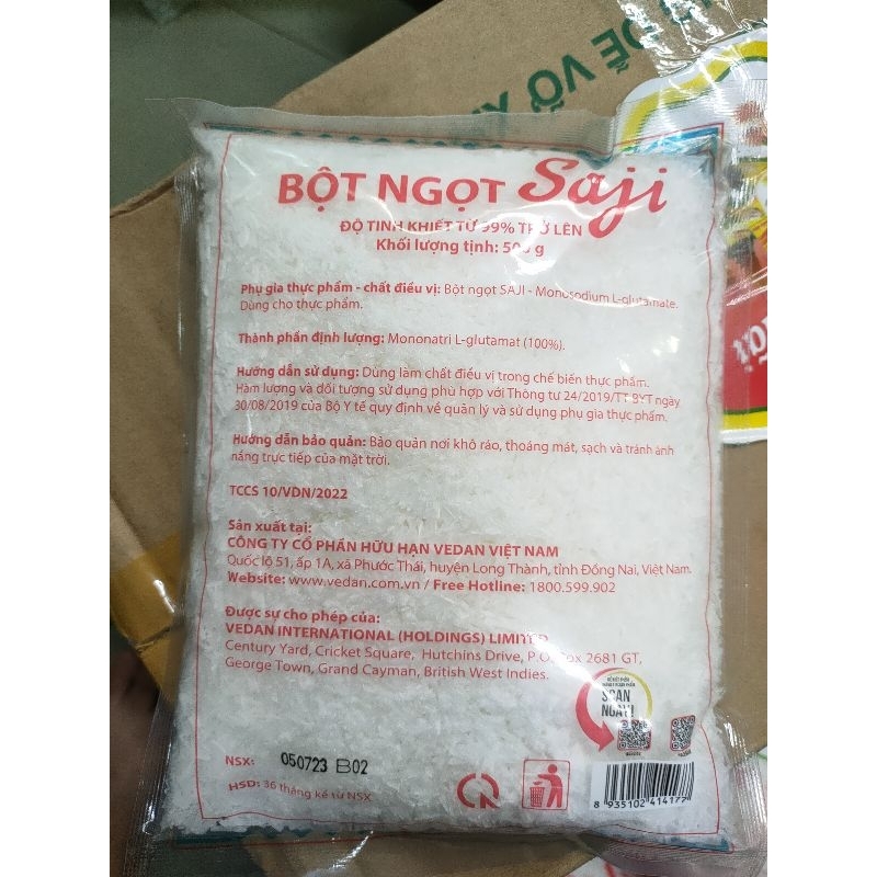Bột ngọt saji Bịch 500g Chính hãng