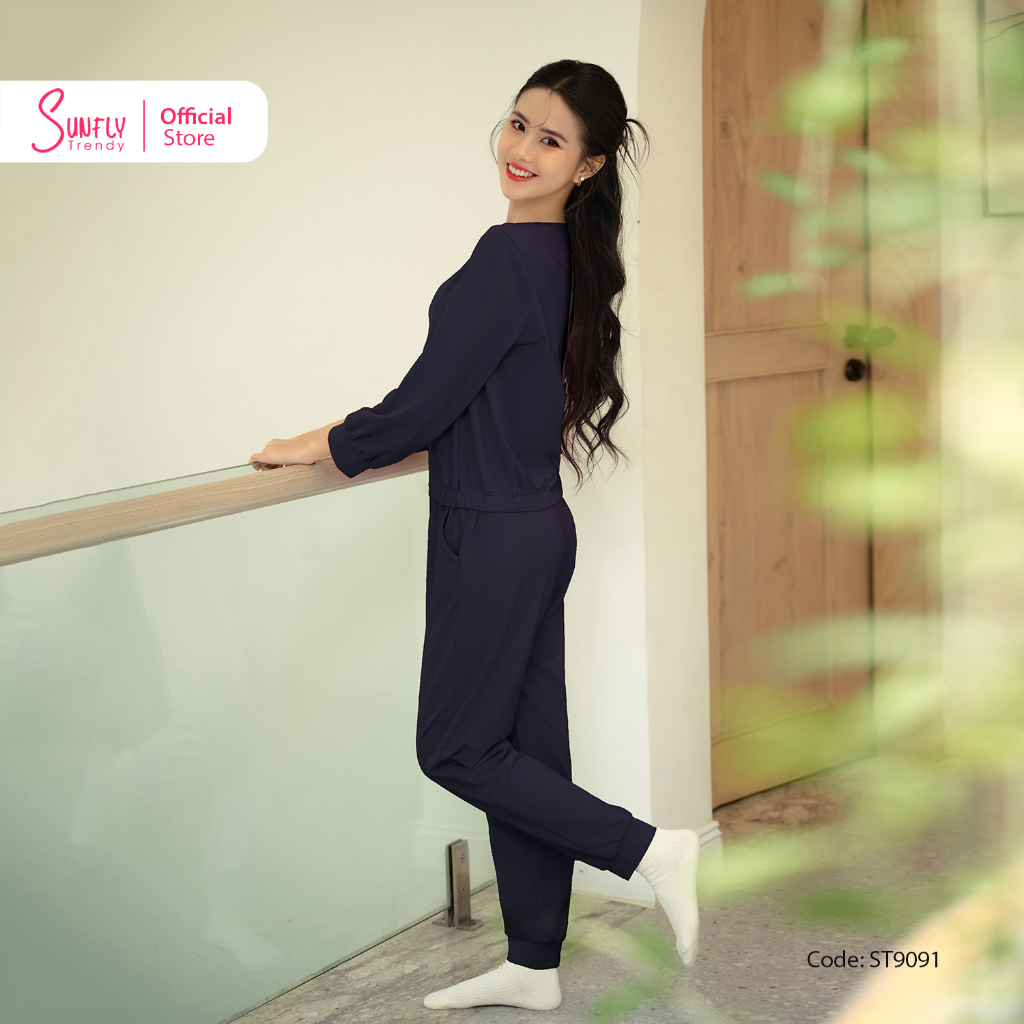 Đồ Bộ Mặc Nhà Nữ Cotton SUNFLY Áo Dài Quần Dài ST9091