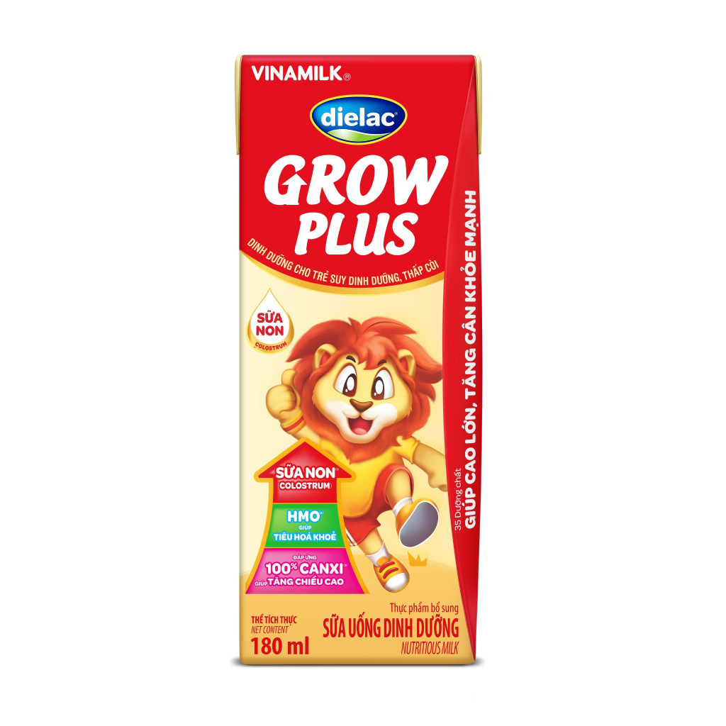Thùng 48 Hộp Sữa Bột Pha Sẵn Vinamilk Dielac Grow Plus - Đỏ 180ml