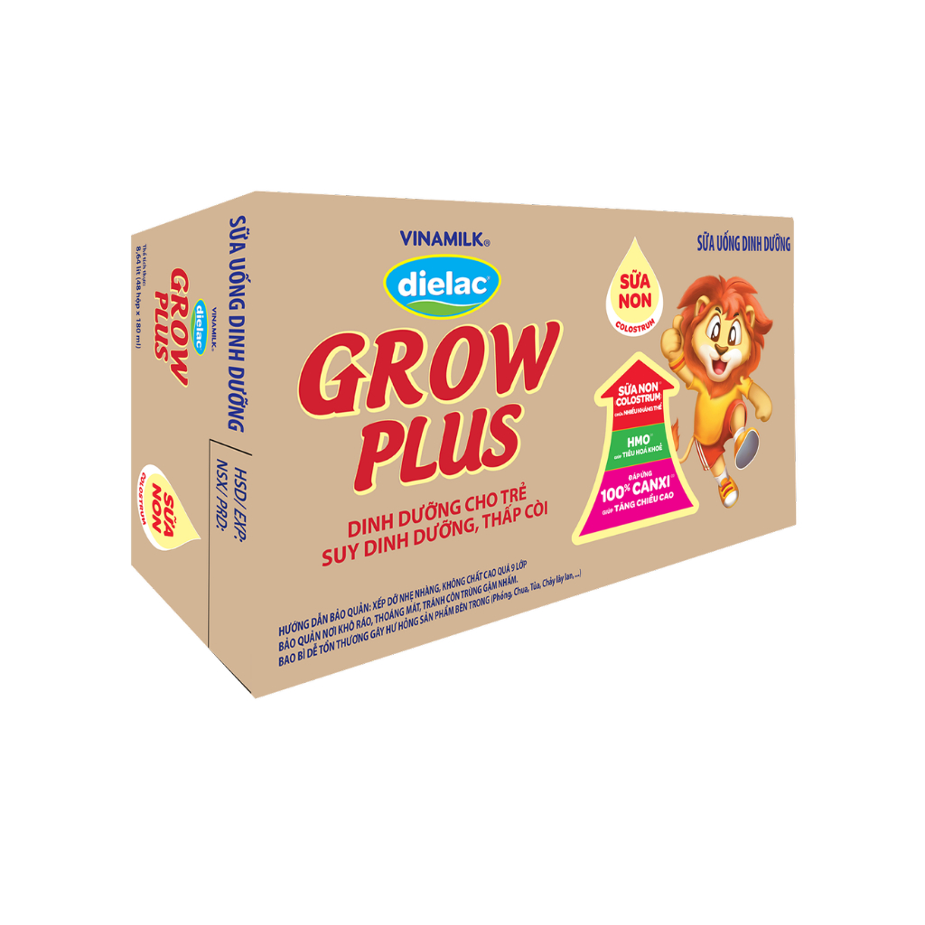 Thùng 48 Hộp Sữa Bột Pha Sẵn Vinamilk Dielac Grow Plus - Đỏ 180ml