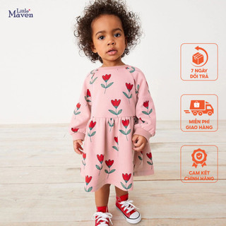 Váy hồng hoa đỏ Little Maven thời trang trẻ em từ 2-7 tuổi LMS1627