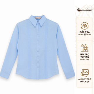 SWANLAKE | Áo Sơ Mi Tay Dài Công Sở Nữ Cotton Phom Ôm Xếp Ly - A10522LW01