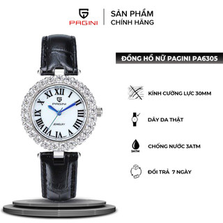 Đồng Hồ Nữ Pagini PA6305 dây da mặt tròn đính đá quý phái sang trọng