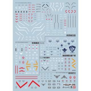  Đề can - Decal nước cho mô hình HG Gundam Aerial Rebuild Gundam Pharact Heindree Tickbalang Zowort 