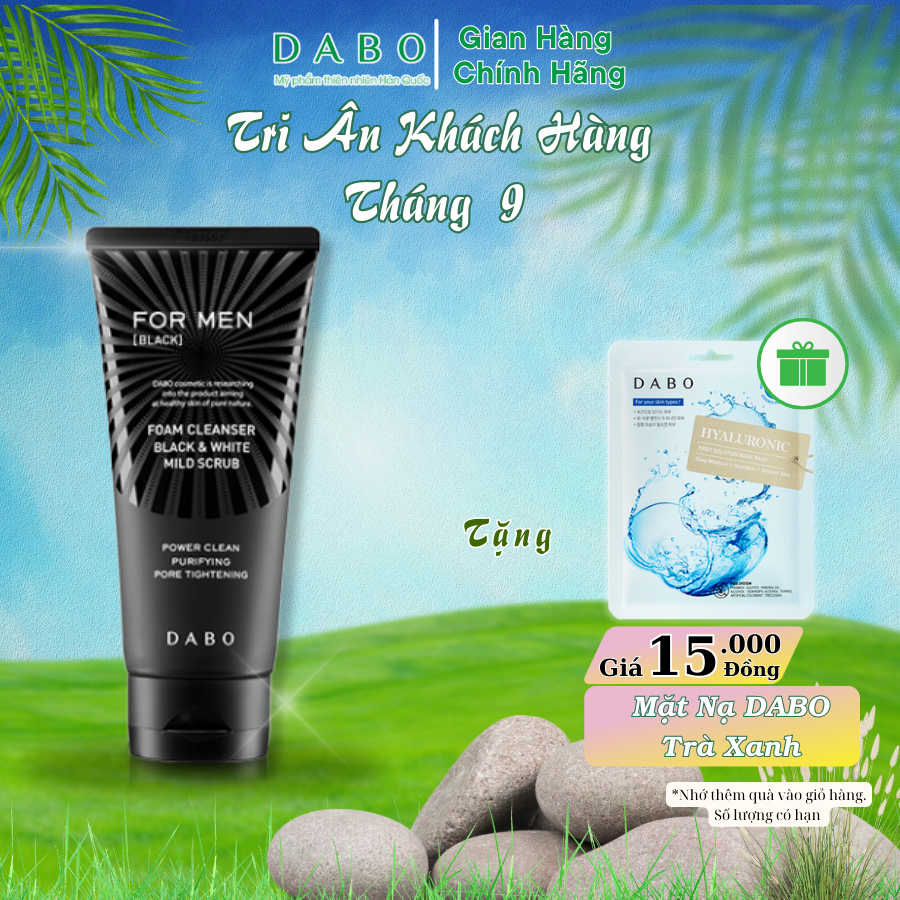 Sữa rửa mặt cao cấp cho nam DABO Black Force For Men 120ml THIÊN ANH BEAUTY