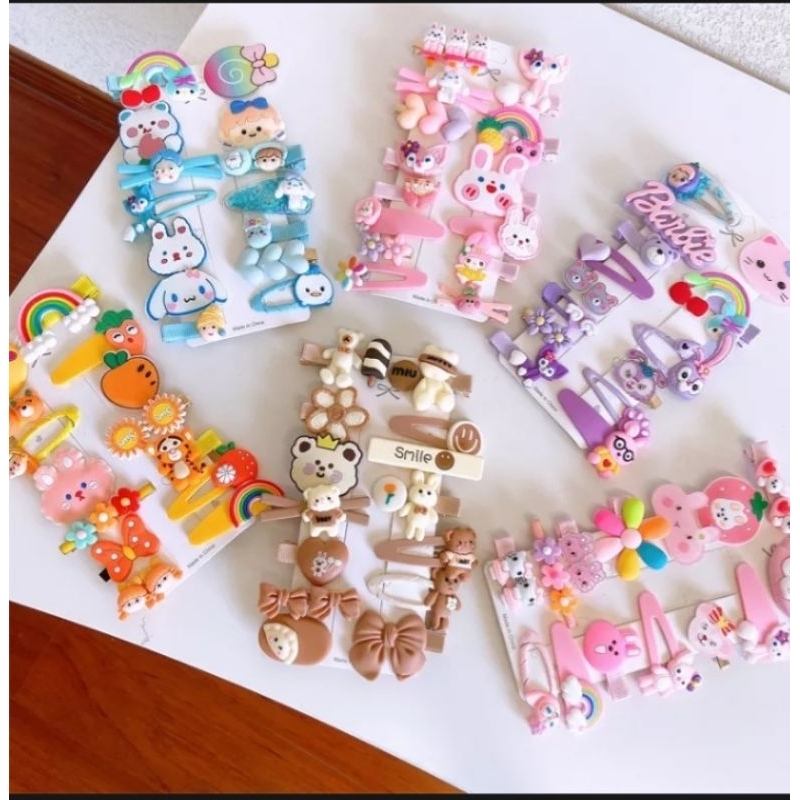Set 14 kẹp tóc nhiều màu sắc siêu yêu phong cách dễ thương cho các bé