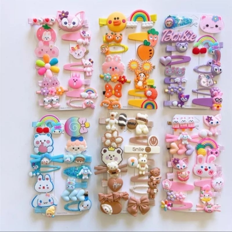 Set 14 kẹp tóc nhiều màu sắc siêu yêu phong cách dễ thương cho các bé