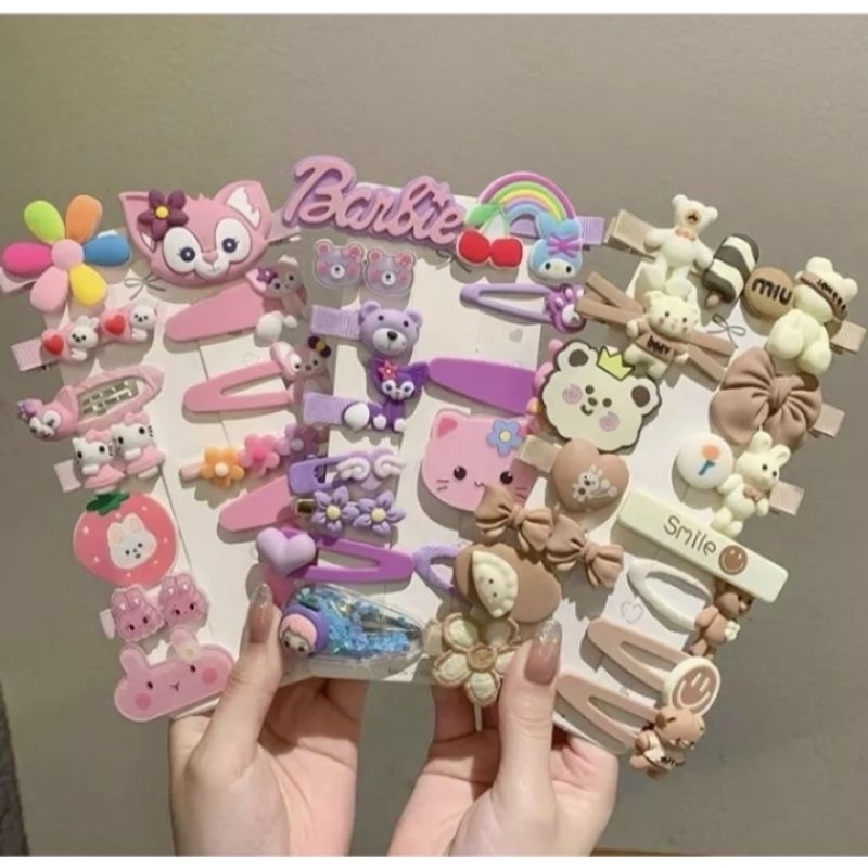 Set 14 kẹp tóc nhiều màu sắc siêu yêu phong cách dễ thương cho các bé