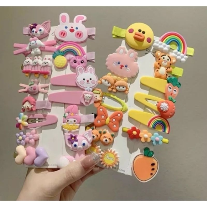 Set 14 kẹp tóc nhiều màu sắc siêu yêu phong cách dễ thương cho các bé