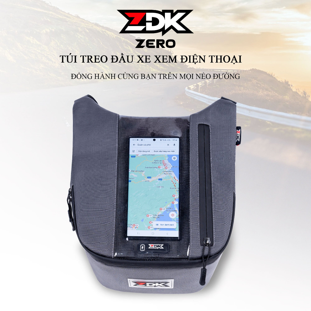 Túi ZDK ZERO, túi grab, túi treo đầu xe máy đựng đồ dùng, cảm ứng điện thoại, hỗ trợ thoát nhiệt, chống sốc