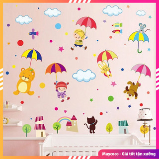 Decal dán tường động vật che ô cho bé XL8217