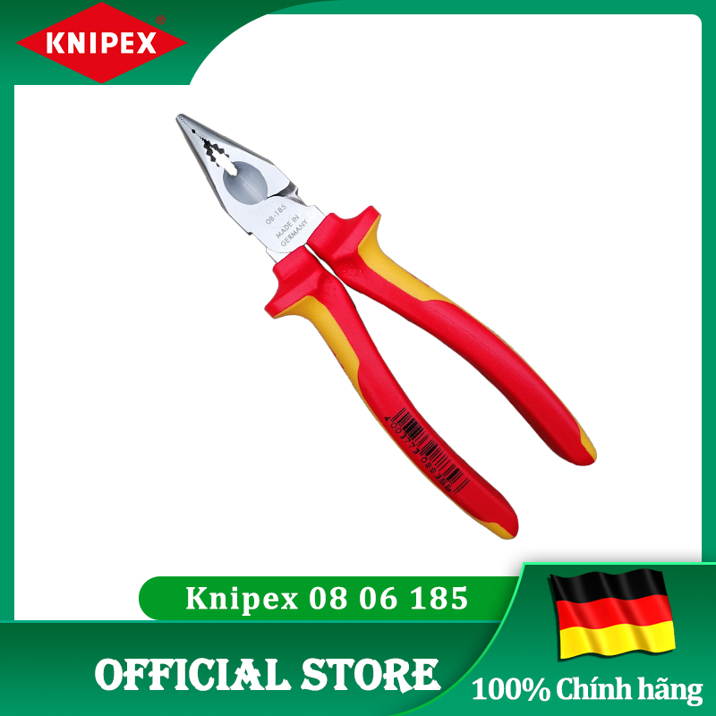 Kìm Đa Năng Mũi Thon 185mm Cách Điện 1000 Volt Knipex 08 26 185