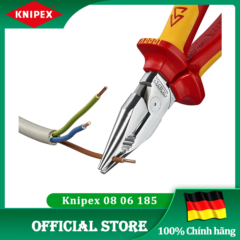 Kìm Đa Năng Mũi Thon 185mm Cách Điện 1000 Volt Knipex 08 26 185
