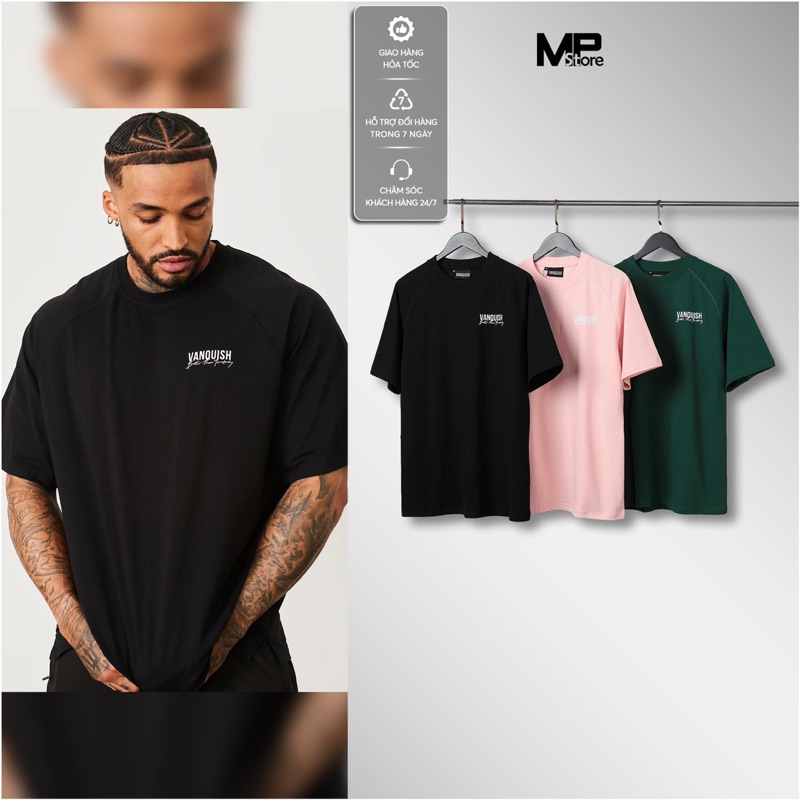 Áo thun thể thao oversize VANQUISH logo in ngực 100% cotton