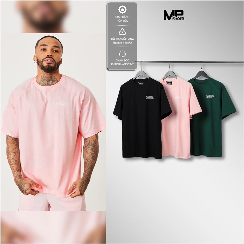 Áo thun thể thao oversize VANQUISH logo in ngực 100% cotton