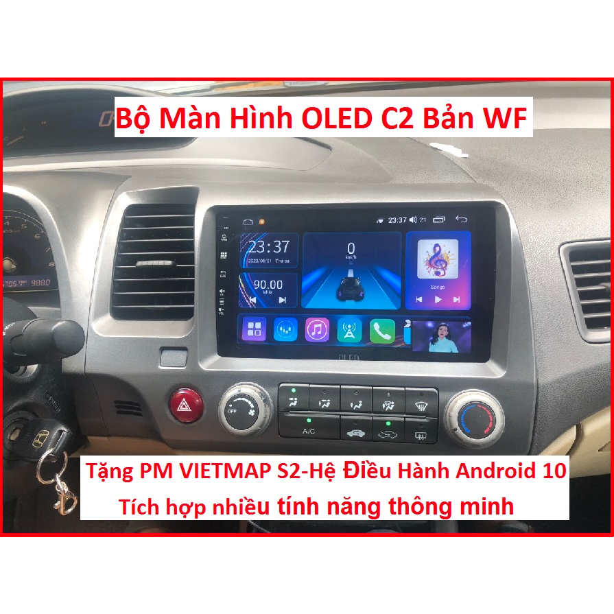 [Tặng PM VIETMAP S2] Màn hình android OLED C2 (Bản WF) tích hợp VIETMAP S2, NAVITEL,OLED C2 bản wf cho xe