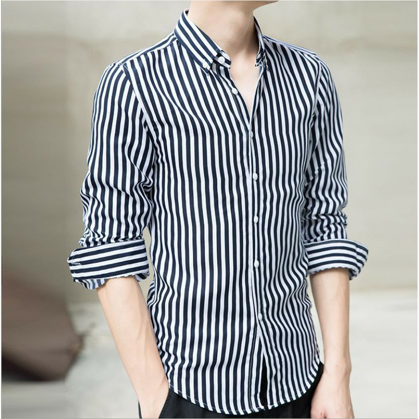 Áo somi nam kẻ sọc mẫu mới, áo somi lụa dài tay, phong cách lịch sự, đủ size 45-78kg