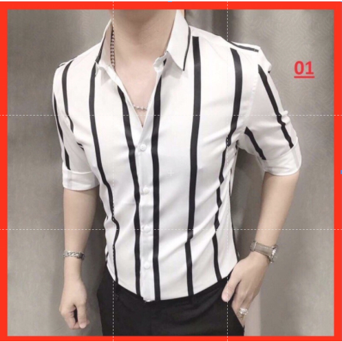 Áo somi nam kẻ sọc mẫu mới, áo somi lụa dài tay, phong cách lịch sự, đủ size 45-78kg