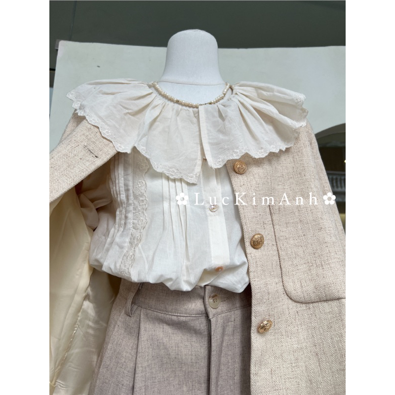 Áo sơ mi cổ bèo tròn ☕️