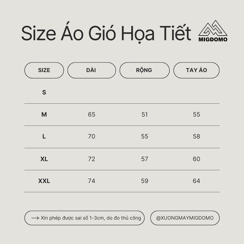 Áo Khoác Gió HOẠ TIẾT MIGDOMO Phản Quang 4 Mùa Nam - Nữ