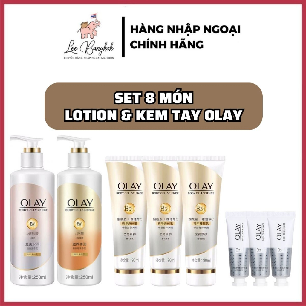 Set 8 Món Kem Dưỡng Da Tay - Sữa dưỡng thể Olay B3+/B5+ Vitamin C/E body lotion DưỡngTrắng Tái Tạo Da 10ml/90ml/250ml