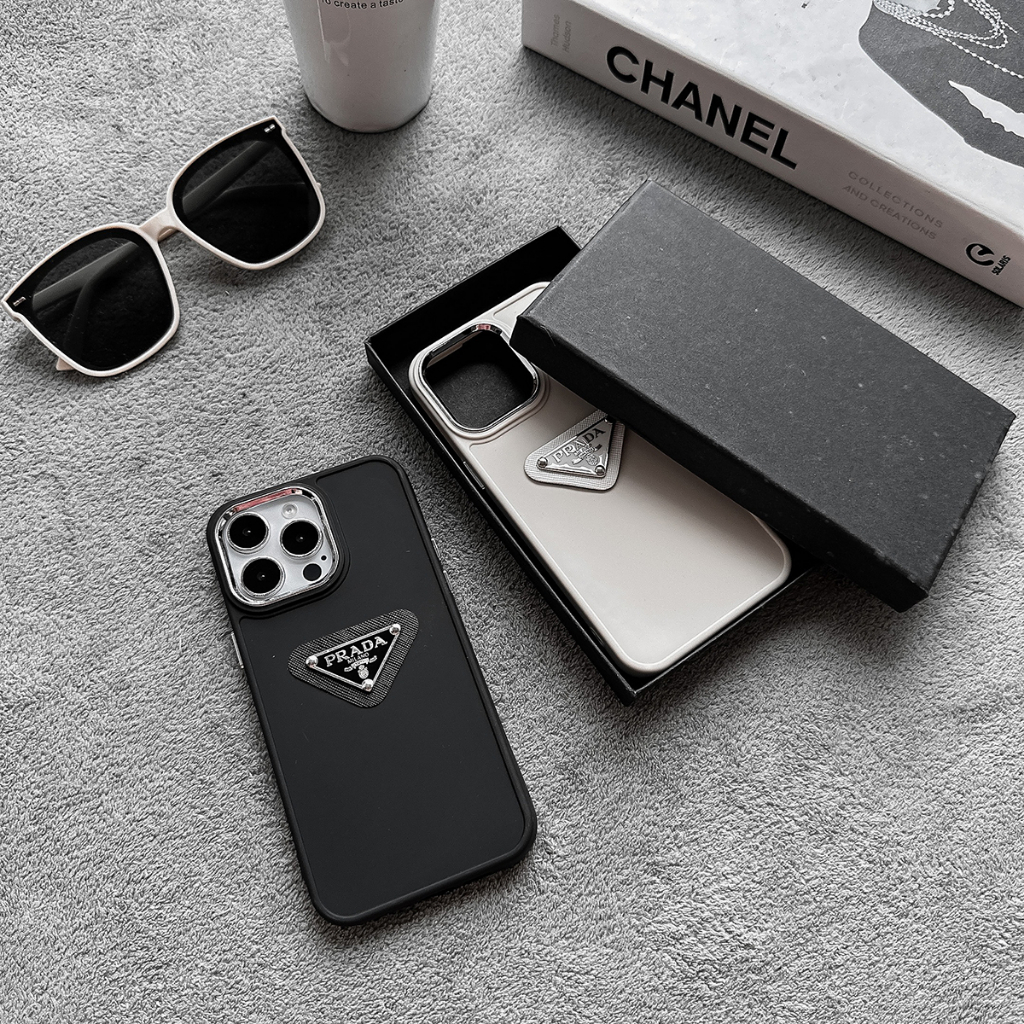 Ốp lưng iPhone viền kim loại Pra da 7plus 8plus x xsmax 11 11promax 12 promax 13 13promax 14promax- H4