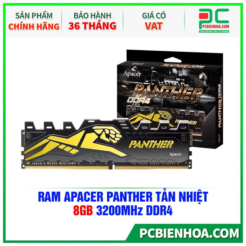 Ram DDR4 Apacer Panther 8GB bus 3200 tản nhiệt ( Bảo hành 36T)